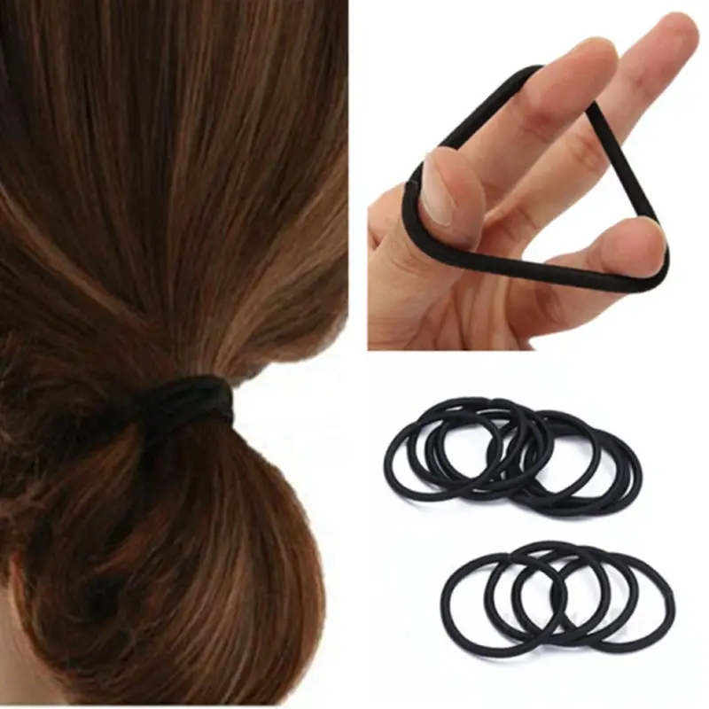 

2021 50 Pcs/set Black Rubber Nylon Elastic Hairbands Hair Styling Tools Women Ponytail Holders Hair Ties Ropes Accessories New