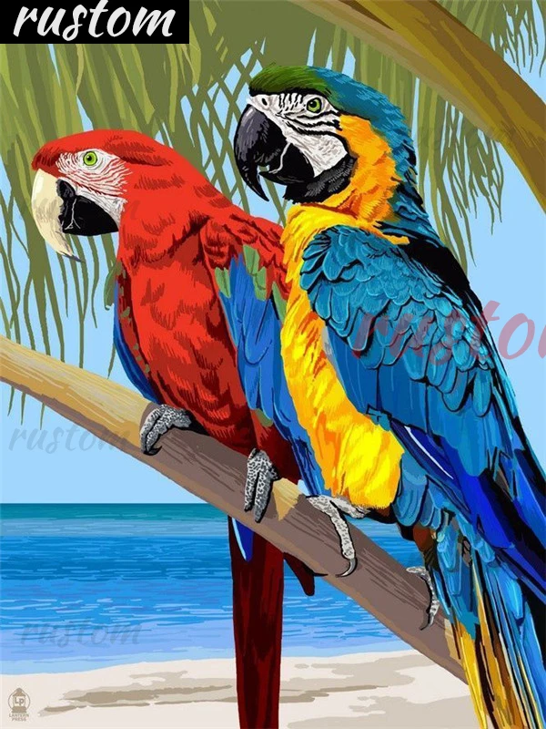 

craft Gift Rustom 5D DIY Diamond Painting Parrot Full Square Round Animal Bird Cross Stitch Diamond Embroidery Mosaic Rustom
