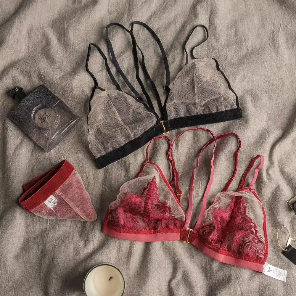

Эротическое нижнее белье с вышивкой Wriufred, ультратонкое Прозрачное нижнее белье, удобные бесшовные бюстгальтеры без косточек