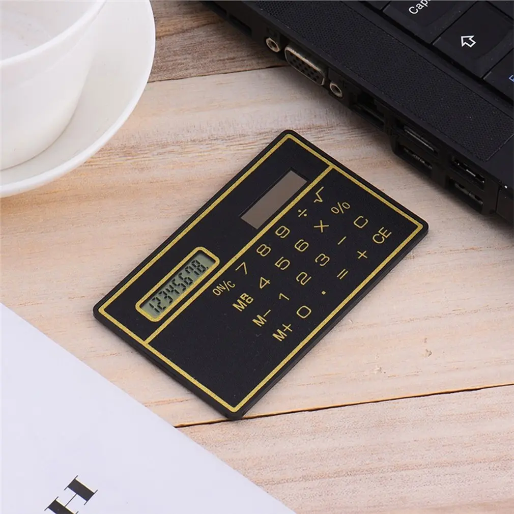 

1pcs Mini Slim Credit Card Calculator Solar Power Pocket Novelty Small Travel Compact newest