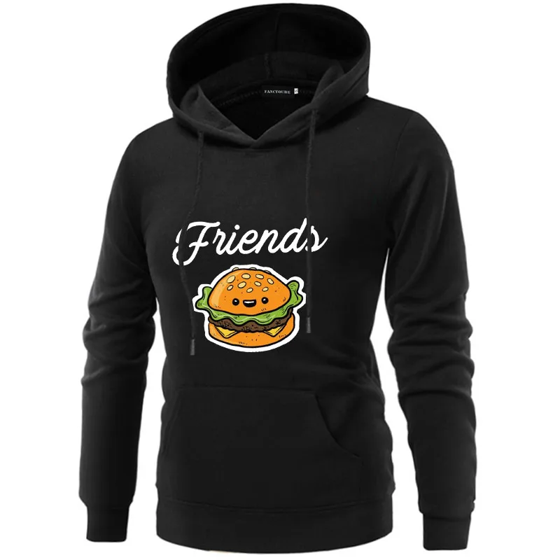 Модные толстовки Best Friends, осенне-зимние женские толстовки с капюшоном и длинным рукавом, женские пуловеры с принтом гамбургера и молока