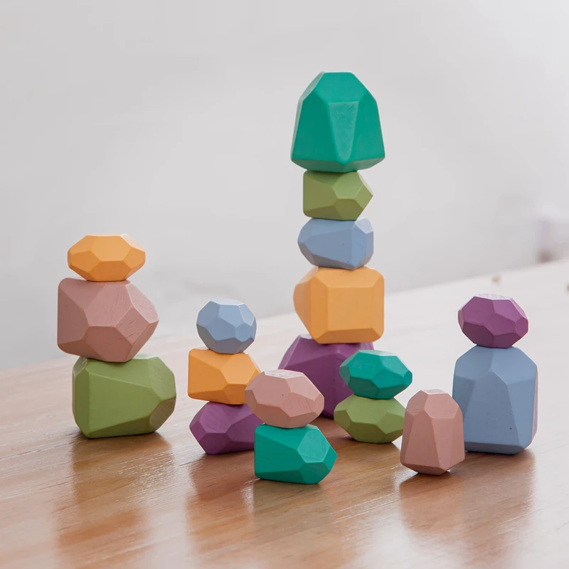 

Baby Toys Set Wooden INS Style Jenga Multicolor NO FPA Building Block Creative Educational Toys Stone Wooden Toy DIY Toys