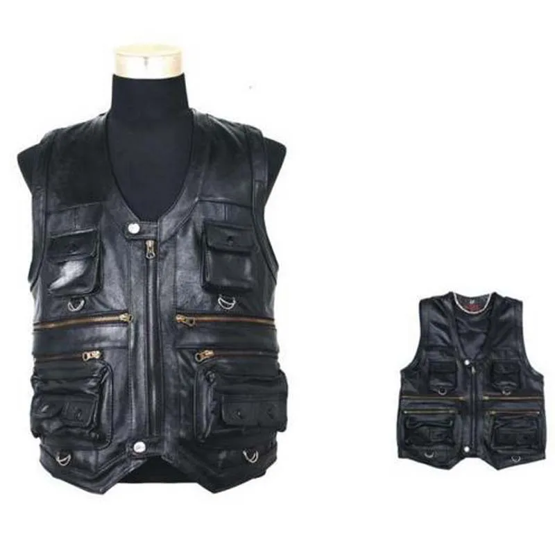 Жилет мужской из натуральной кожи куртка для отдыха костюмный костюм репортеров