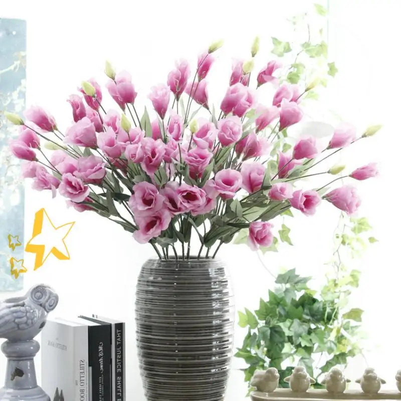 

7 heads/ bundle Eustoma artificial silk flowers home window balcony accessory decoration fake flores