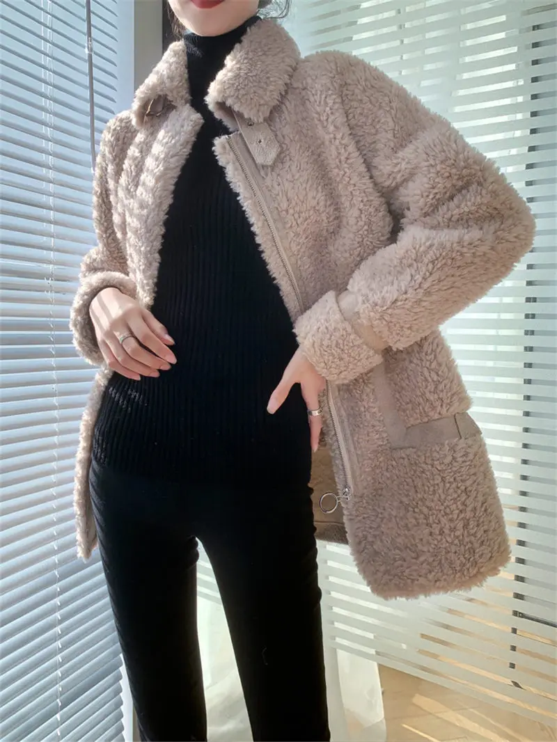 Женское меховое пальто новинка осень/зима 2020 из овчины в Корейском стиле