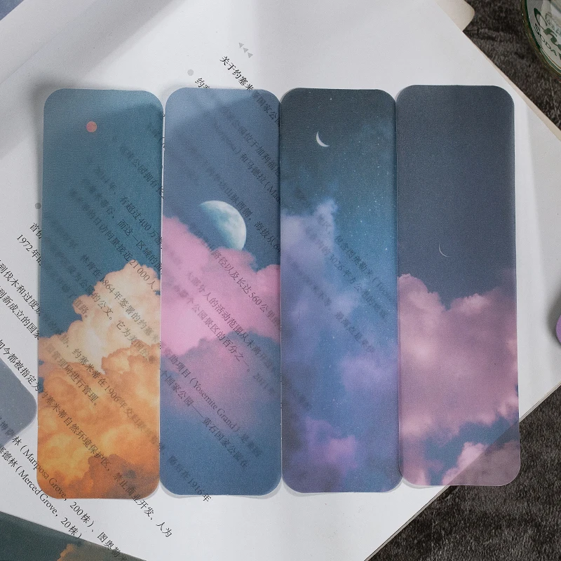

20 PCS/Set PVC Bookmarks Card Butter Paper Mountains Stars Clouds Sky Forests Ins Style Book Page Marker Gifts For Friends Boys