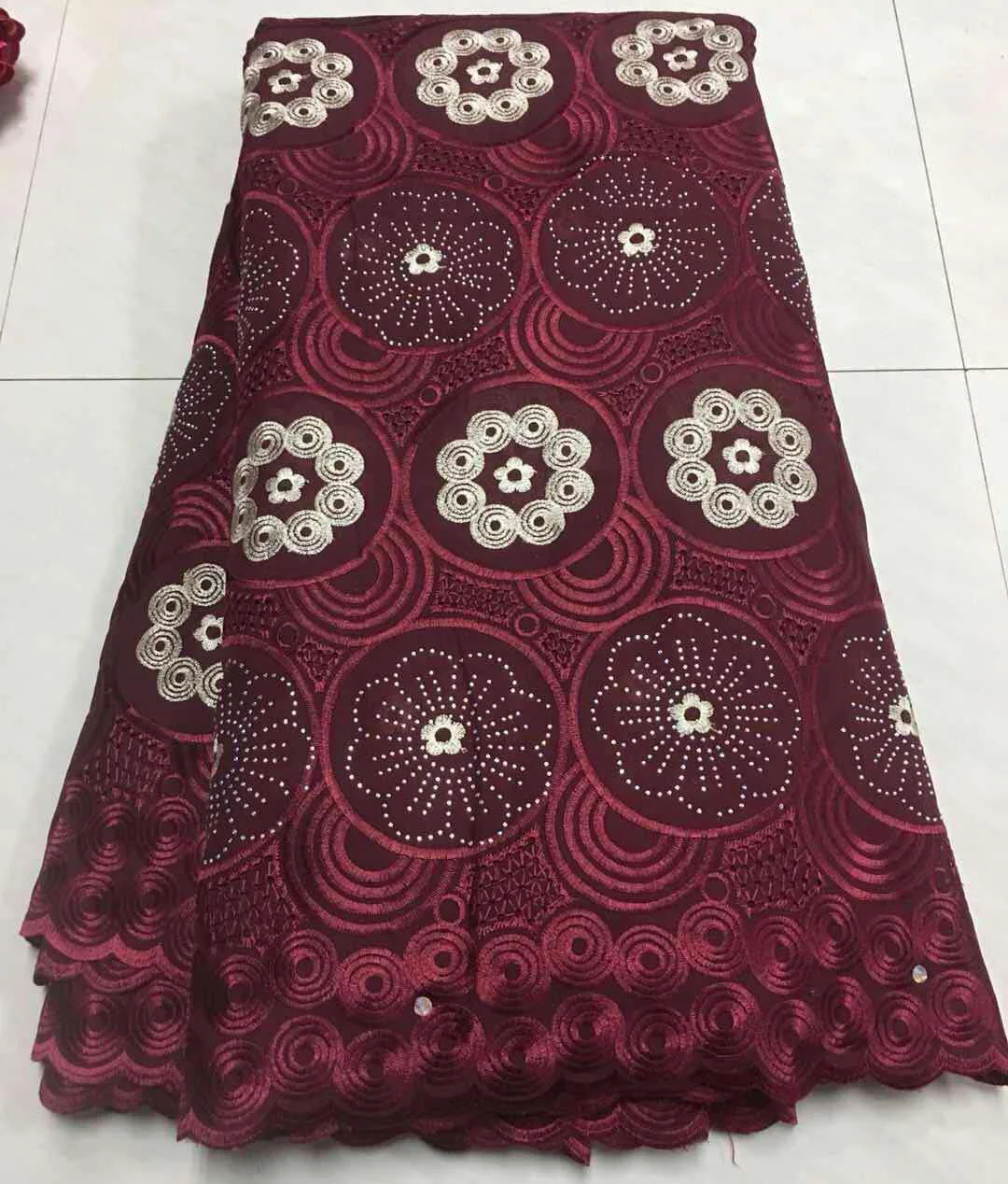 

2021 High Quality African Lace Fabric Cotton Fabric Embroidery Swiss French Tulle Lace Pure Cotton 2.5Yards Lace Fabric M3270