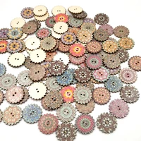 100 pcs retro painted gear wood buttons for handwork sewing scrapbook clothing decoration crafts accessories gift card