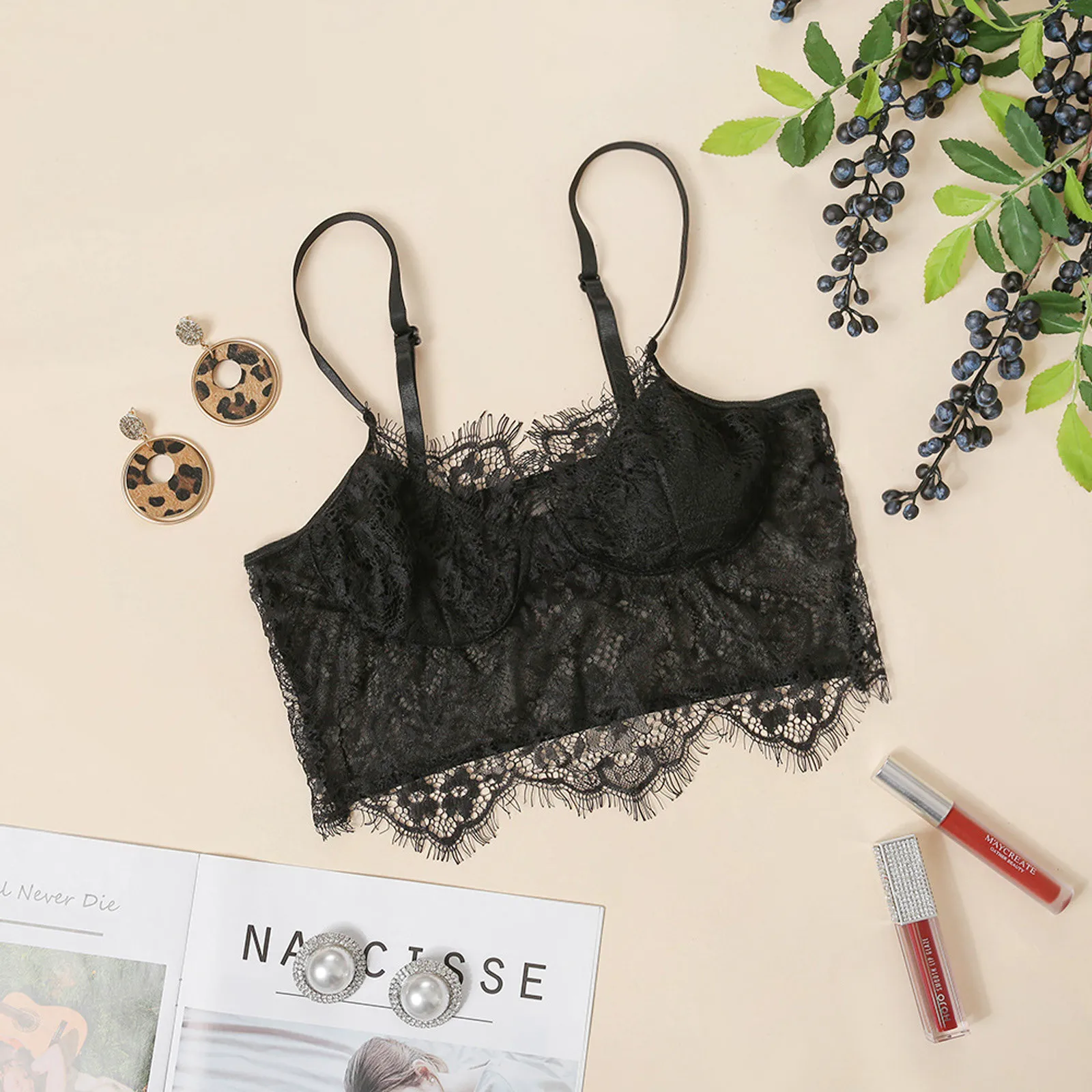 

Sexy Lace Camisole Women Sexy Crop Top Lace Mesh Transparent Tank Top Backless Skinny Elastics V-Neck 2021 Summer Corset Black