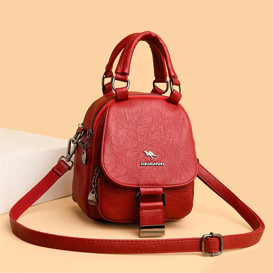 Женские кожаные многофункциональные школьные рюкзаки для девочек подростков