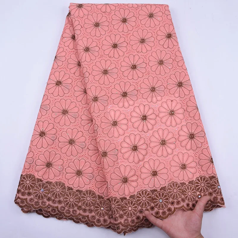 

SJD LACE Pink African Lace Fabric Flower Shape French Lace Fabric Embroidered Nigerian Fabric For Party and Wedding Dress A1953
