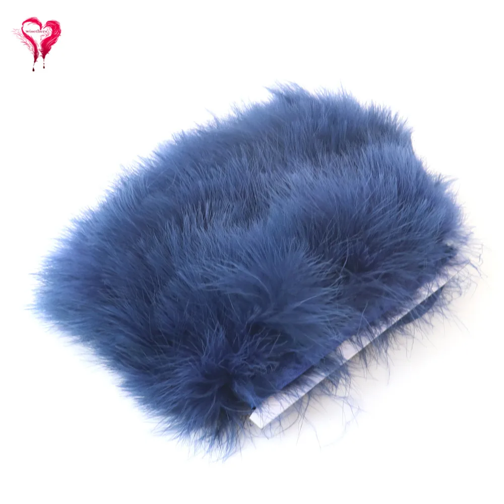 Navy Blue 12 цветов 1 метр Ширина 6-8 см Необычные мягкие пушистые окрашенные красочные индейка перья марабу кружевные ленты с отделкой вечерние украшения одежды - Цвет: Navy Blue