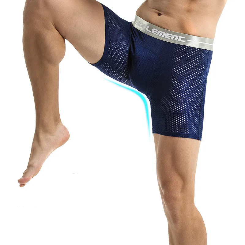 

New Underwear Men's Boxers Breathable Ice Silk Panties Man Breathable Mesh Pouch Underpants Male Boxershorts Plus Size L-6XL