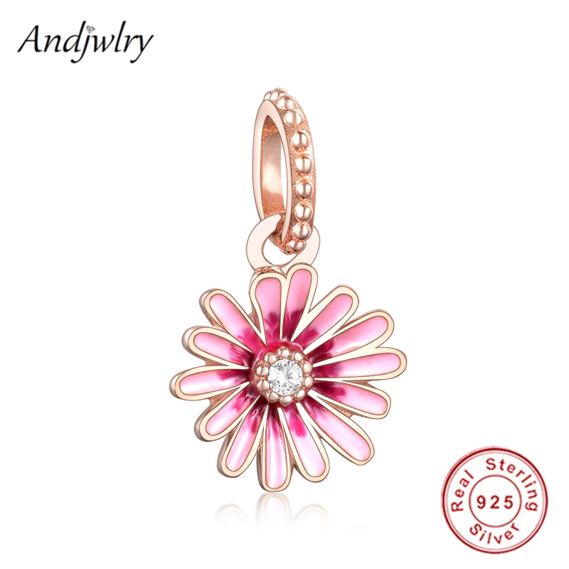 Подходит для браслетов 925 стерлингового серебра оригинальный розовый Дейзи