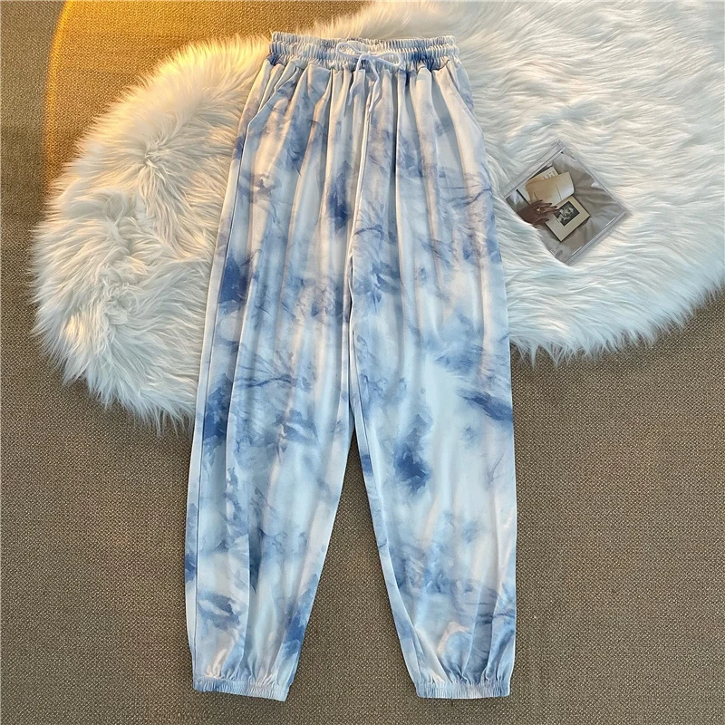 

Брюки женские спортивные с принтом Tie Dye, свободные джоггеры, штаны в стиле Харадзюку, Y2k, уличная одежда в Корейском стиле, большие размеры