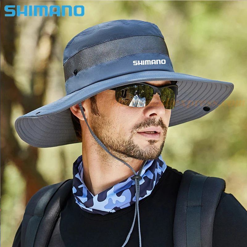 Шляпа Shimano Мужская сетчатая с широкими полями модная Панама для отдыха на