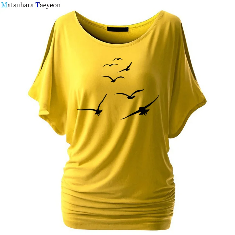 

Funny A Flock of Seabirds Diy Print T Shirt Women Cotton Casual T-shirts Tops Women 2020 Summer Casual Harajuku Tshirt Women
