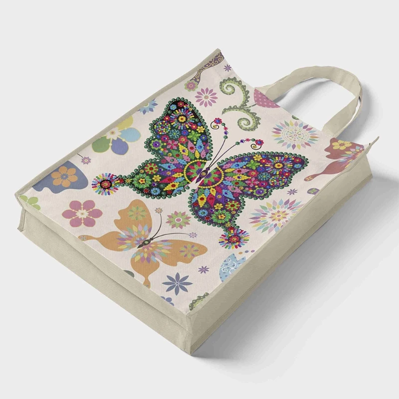 

5D Diamond Painting Handbag DIY Eco-friendly Shopping Storage Bags Foldable Canvas Bag Home Organizer Craft Handbag Butterfly