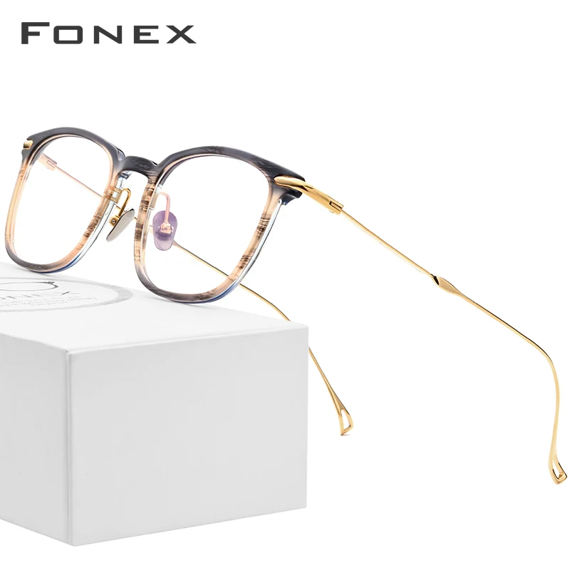 FONEX Титан ацетат оптические очки оправа для мужчин близорукость по рецепту очки для женщин сверхлегкие прозрачные очки 9131