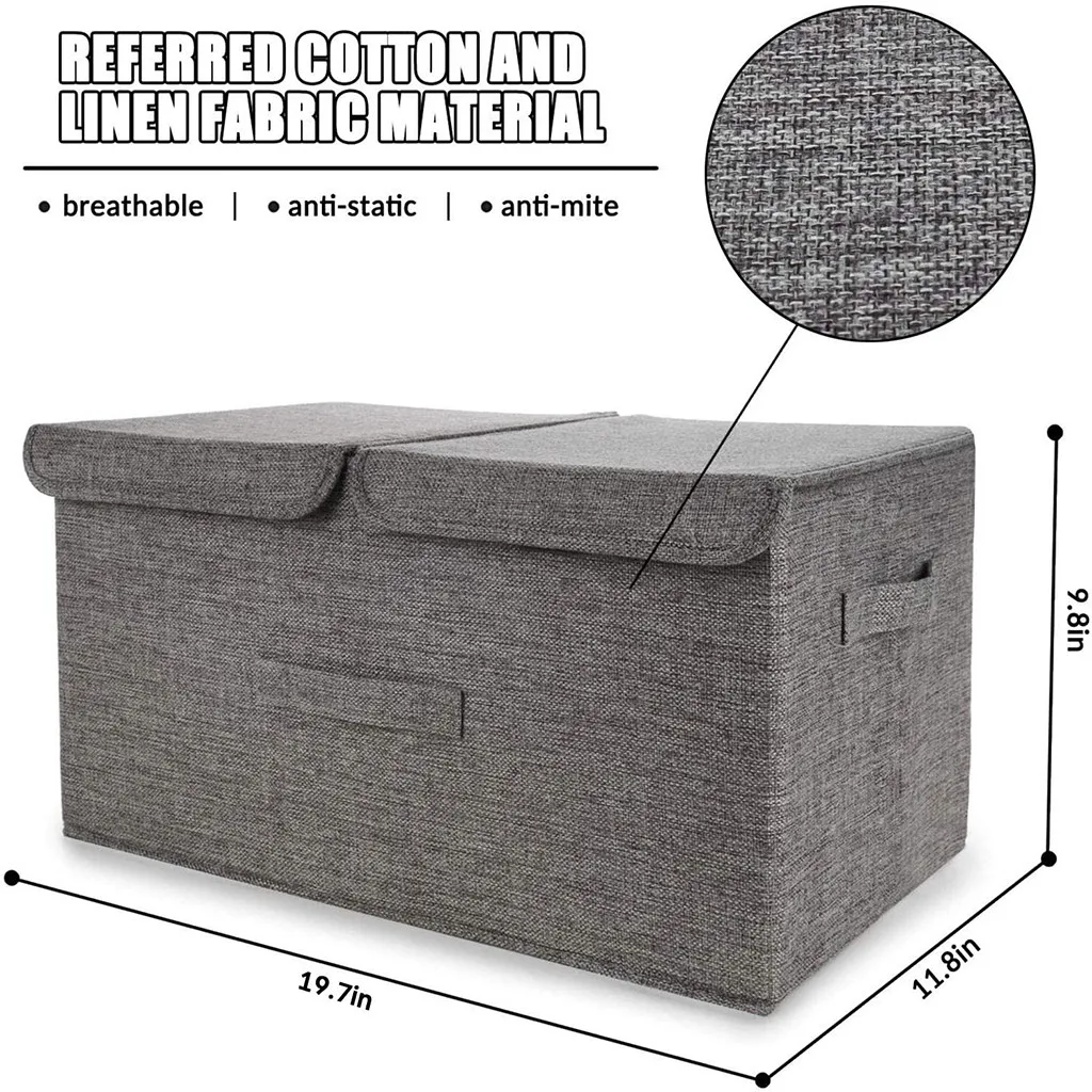 

Storage Box Collapsible Linen Fabric Clothing Basket Bins Toy Box Organizer Practical and Durable Multifunction Storage Home