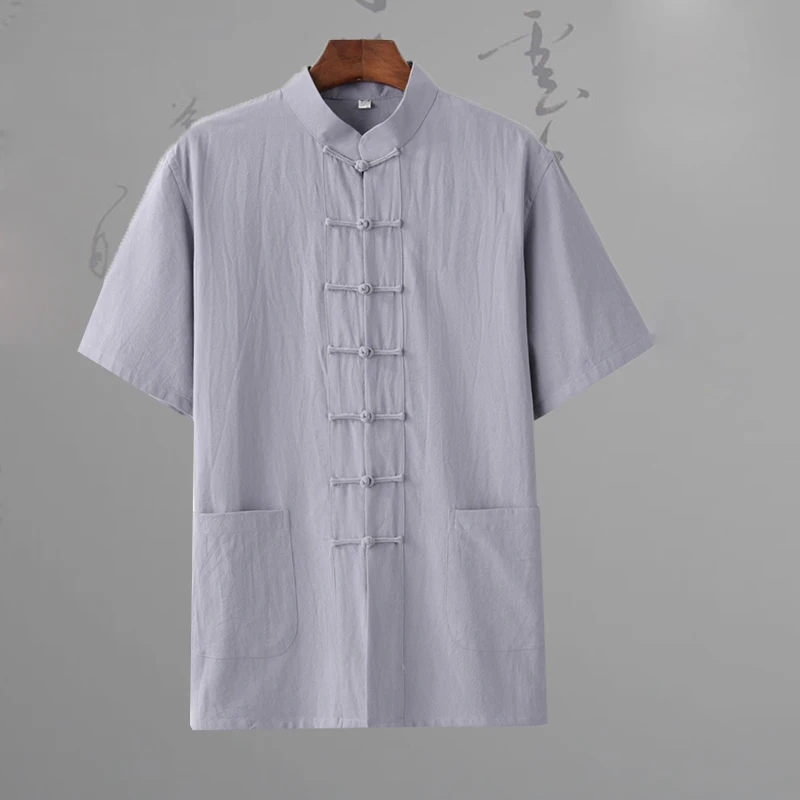 Костюм Тан из хлопка и льна с коротким рукавом Одежда Кунг-фу в стиле крыла 7