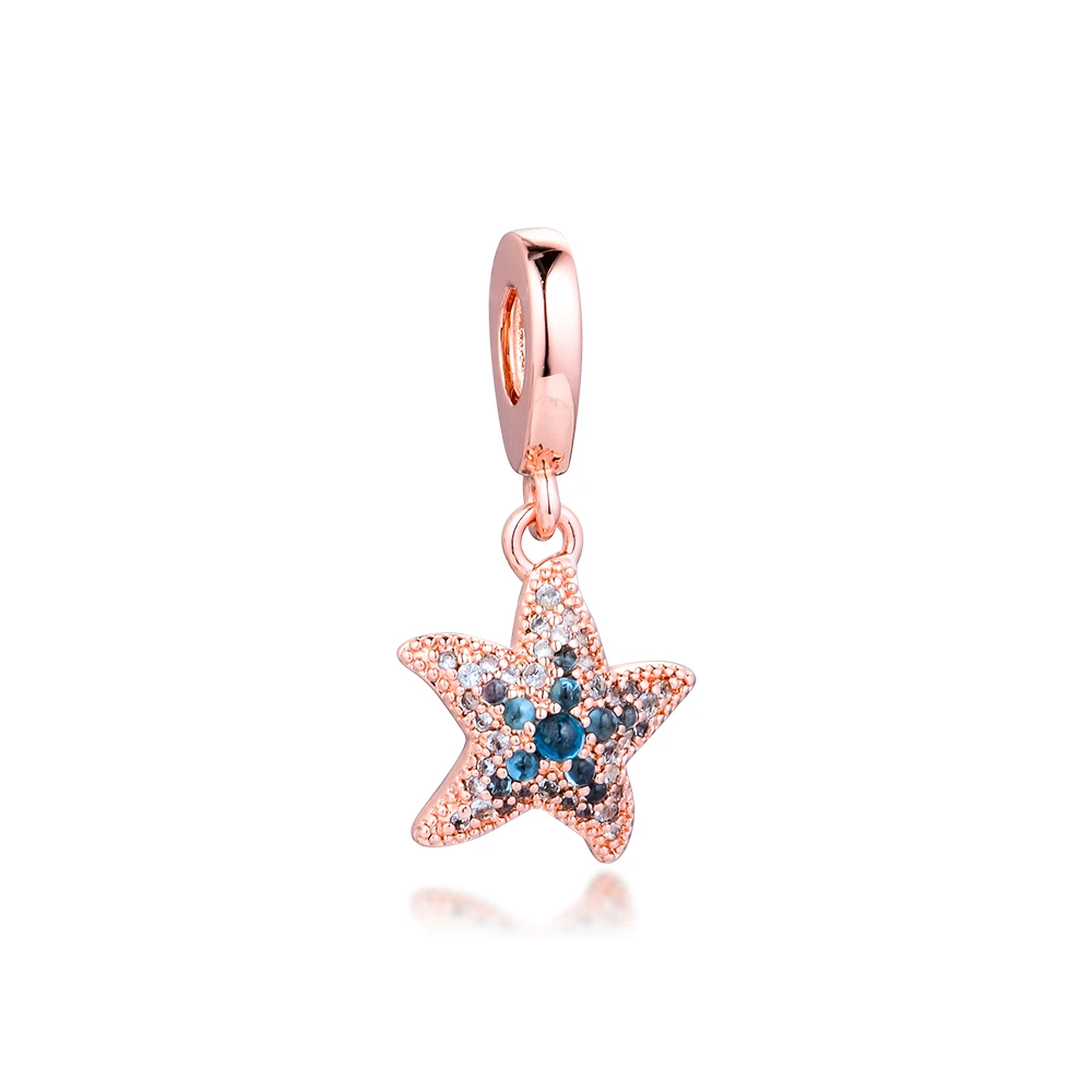 

CKK 2020 Summer Sparkling Starfish Charms 925 Original Fit Europe Bracelets Sterling Silver Charm Beads for Jewelry Making DIY