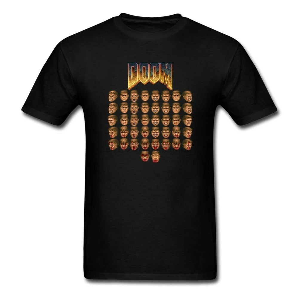Забавные футболки Face Your Doom для взрослых из натурального хлопка с короткими