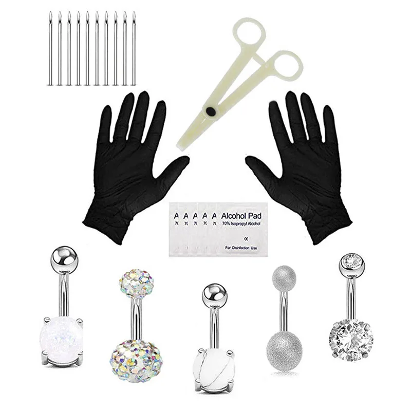 Кольцо для пупка из нержавеющей стали с опалом| |