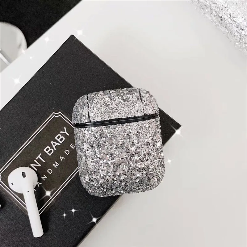 

Airpods1 2 Flash Drill Black Silver Fashion Silicone Headphone Protective Cover Wireless Earphone Accessories Silica Gel Box