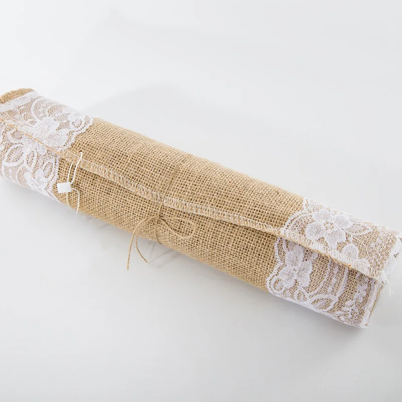 

Natural Jute Home Textile Country Table Sofa Linens Vintage Table Runner Hessian Burlap Lace Party Wedding Decor