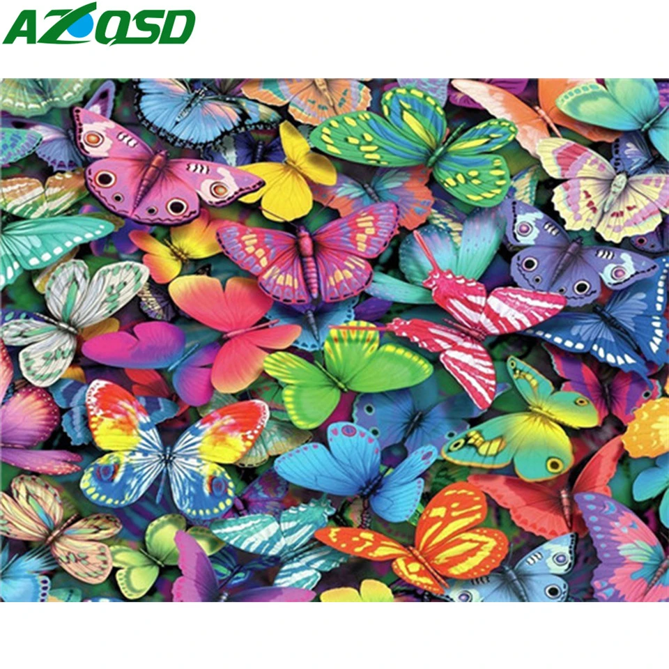 AZQSD Painting By Numbers Animal DIY Unframe Acrylic Paint Handpainted Gift Coloring Canvas Butterfly Decor For Home | Дом и сад