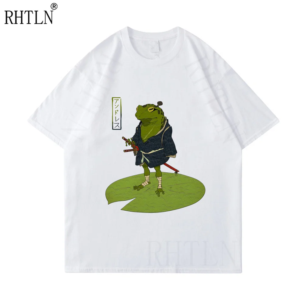 

Футболка мужская в стиле Харадзюку, уличная одежда в стиле хип-хоп, с принтом японской лягушки, самурая, хлопковая рубашка с коротким рукаво...