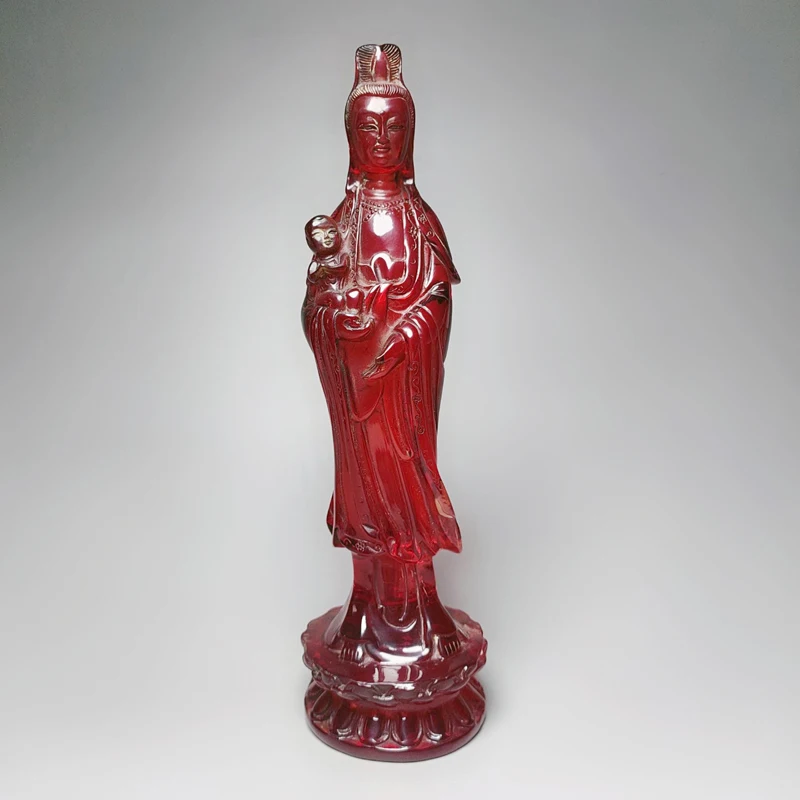 Фото Изысканная китайская статуя из янтарной смолы - SongZi Guanyin №1