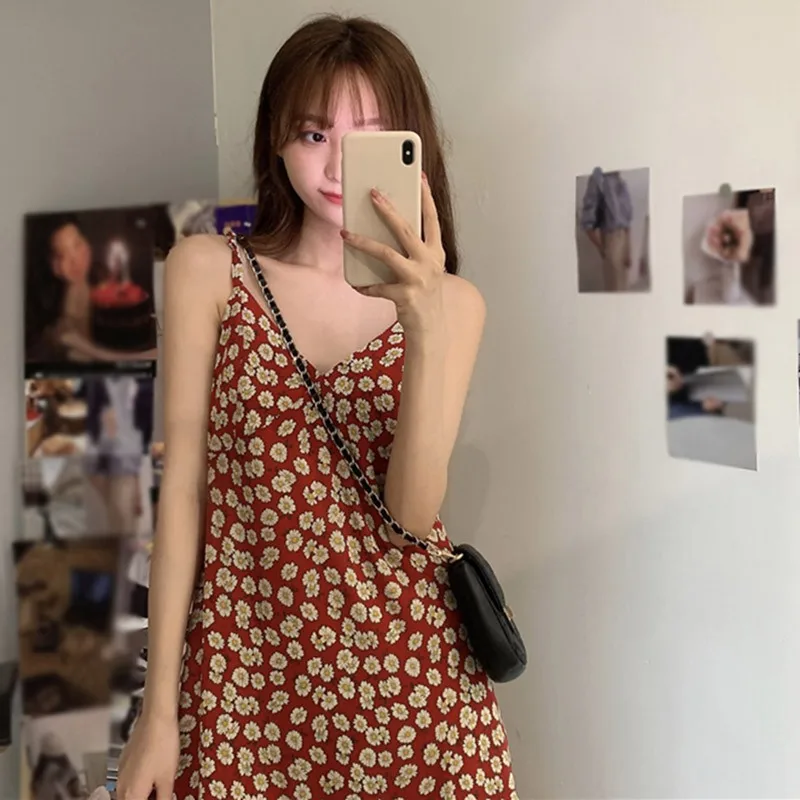 

2020 Women Flowers Print Backless Dress Beach Style Summer Dress Female Sexy V Neck Sexy Maxi Dress