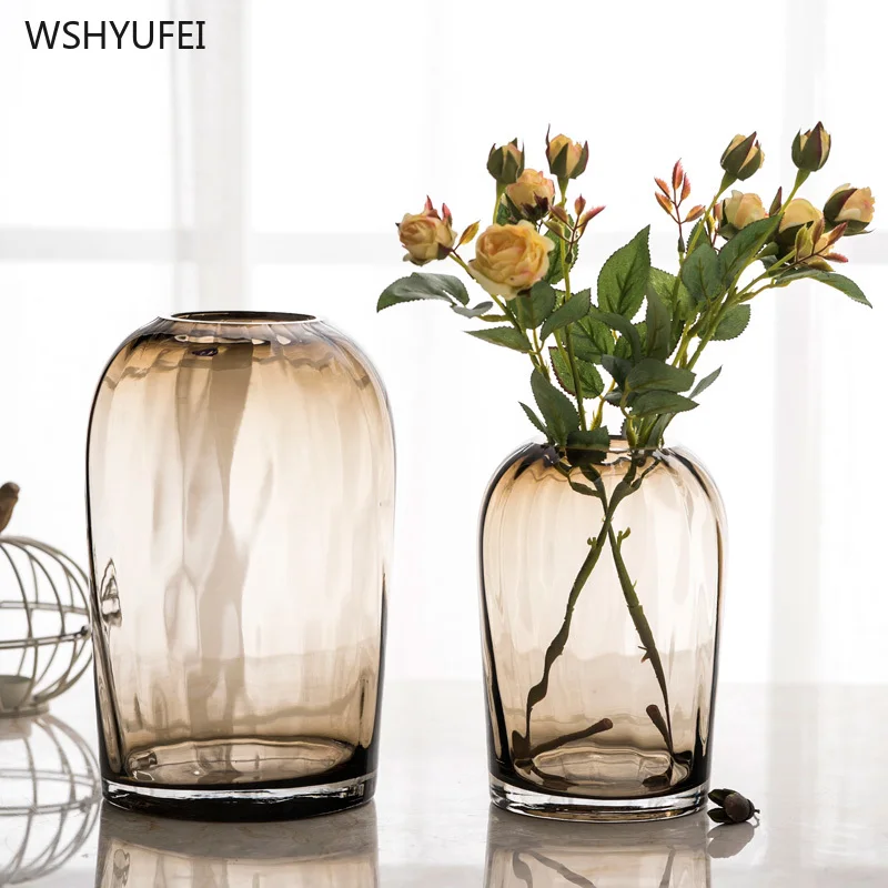 Ваза из коричневого стекла прозрачное украшение для стола Цветочная композиция