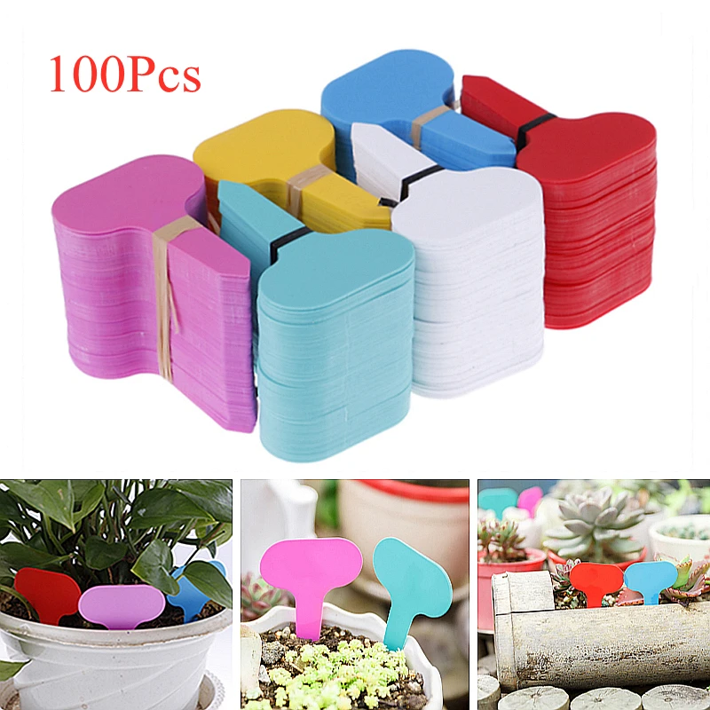 

100pcs Garden Labels Plant Classification Sorting Sign Tag Ticket Plastic Writing Plate Board Plug In Card Colorful