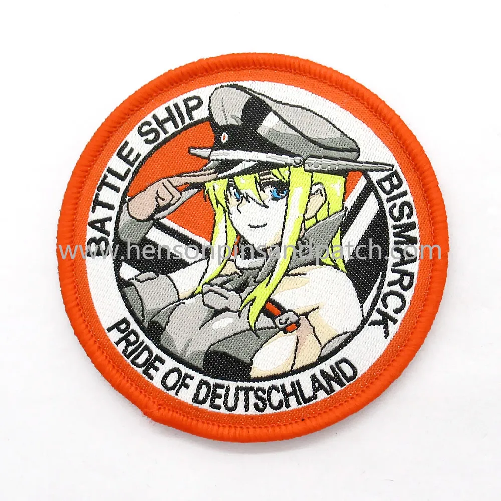 

Custom beautiful girl complex woven patch with hook and loop backing