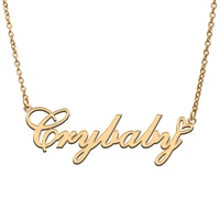 love heart crybaby name necklace for women stainless steel gold silver nameplate pendant femme mother child girls gift
