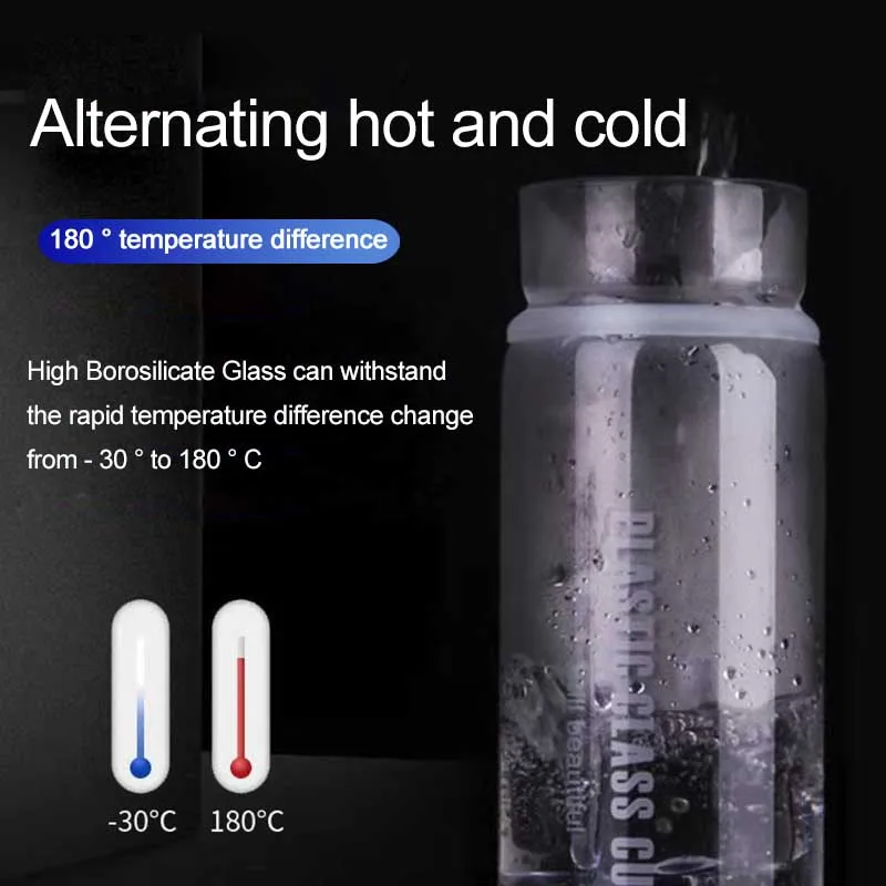 Бутылка для воды MYBOTTY с пластиковой крышкой 360 мл стеклянная изоляционная бутылка