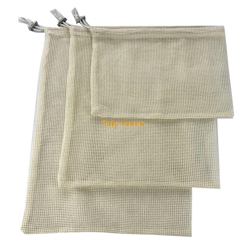 100% хлопок Экологичная многоразовая продуктовая сумка защитные сумки для фруктов