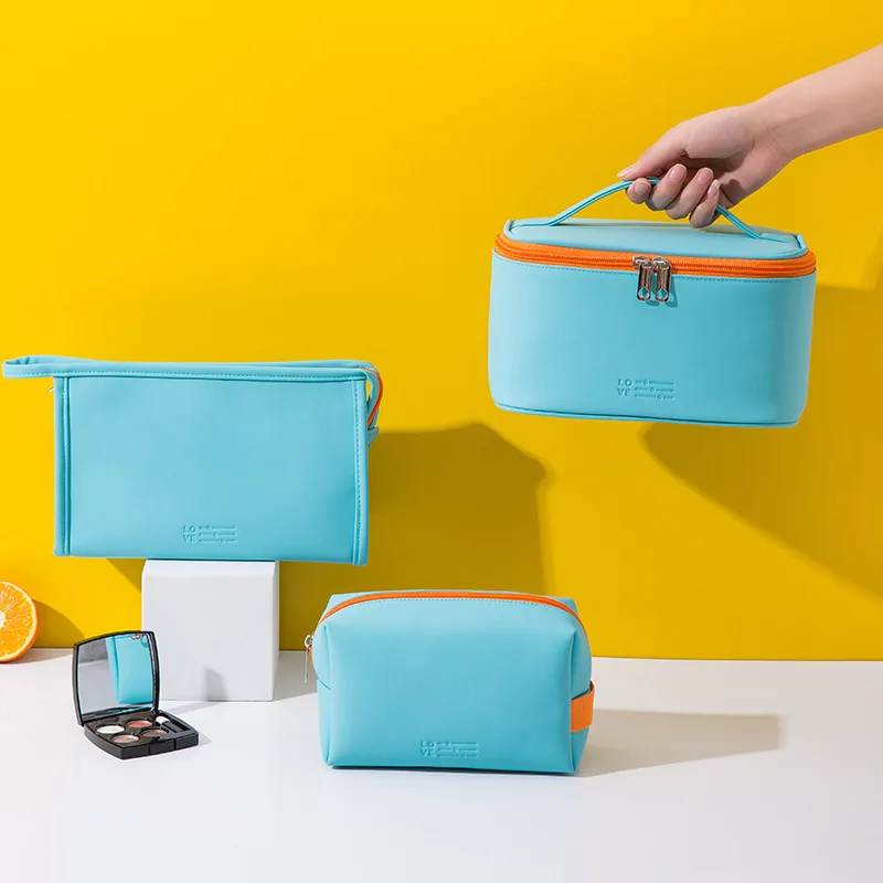 

Цветная Водонепроницаемая косметичка Macaron из искусственной кожи, многофункциональная портативная косметичка для путешествий, органайзер ...
