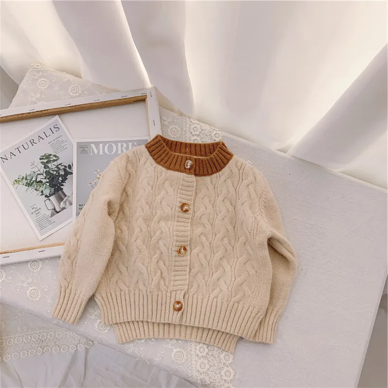 xing se New Cotton Kids Cardigan Boys Girls Children's Knit Cardigan Sweaters Autumn Winter Thicken Kids Knitwear Coats LZ298 - Цвет: xing se