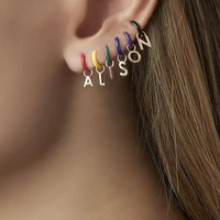 new design jewelry creative custom earrings women fashion simple drop oil copper number 26 letters stud earrings
