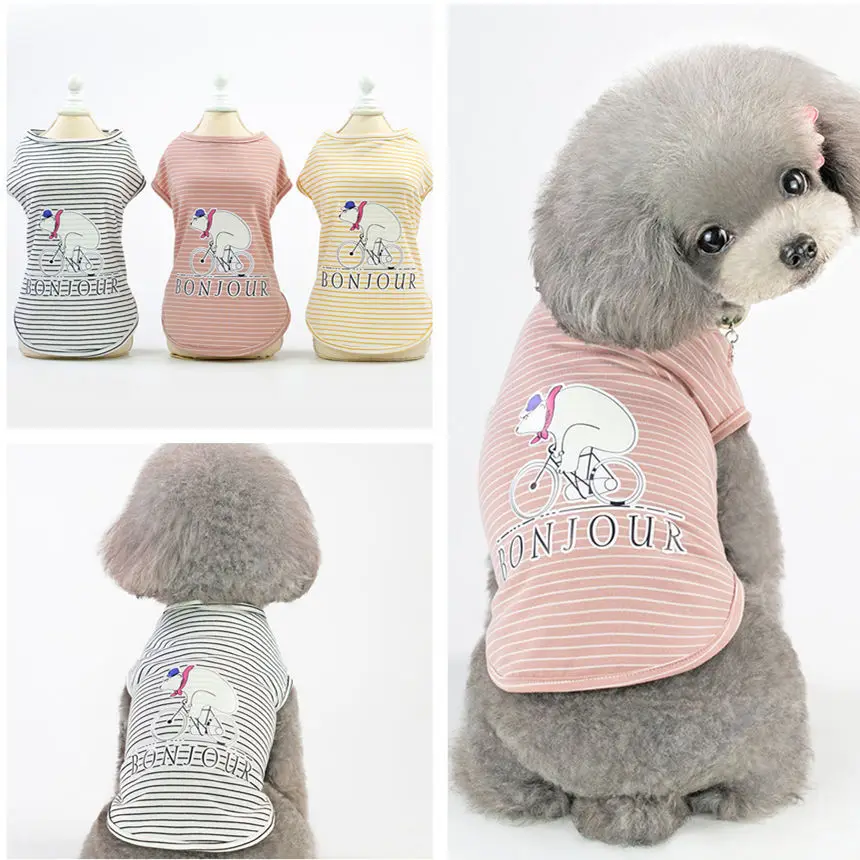 

Dog Clothes Soft T-shirt Thin Vest Striped Round Neck T-shirt For Small And Medium Dogs Pet Puppy Vest T-shirt Dog Clothes