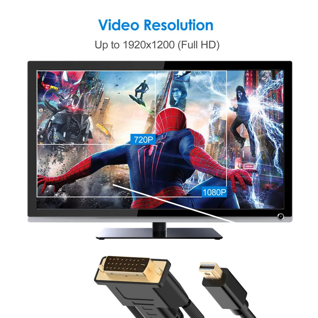 Мини-порт дисплея (Mini DP) к DVI кабелю Thunderbolt совместимый черный 1 м в наличии |