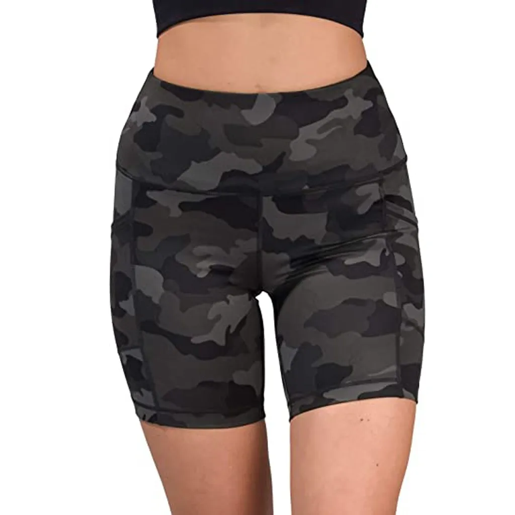 Женские спортивные ходовые шорты йоги камуфляжные для бега повседневные одежда