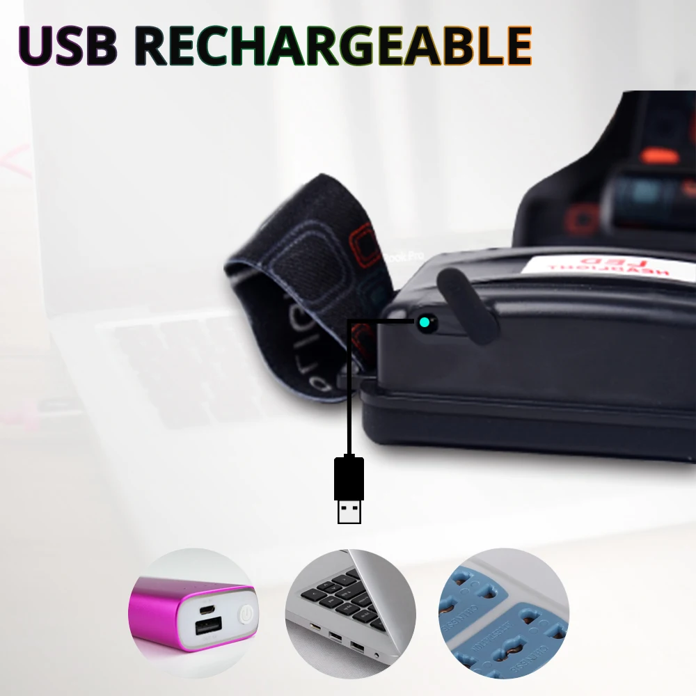 Светодиодный налобный фонарь XML 3/5 светодиодный T6 налобный фонарь USB Перезаряжаемый 18650 аккумулятор лучший для кемпинга, рыбалки