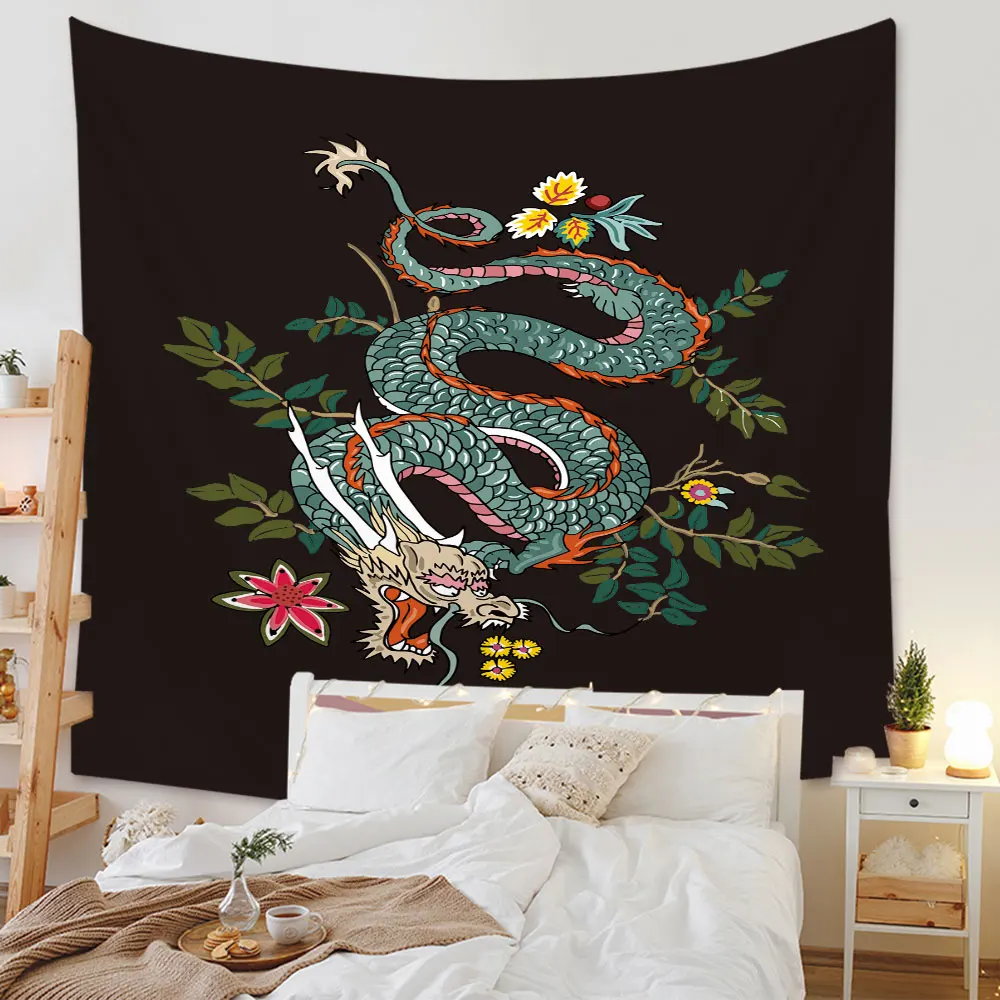 Zodiac Tapestry Wall Hanging Traditional Chinese Dragon Tapestry Table Cloth Backdrop Ceiling Home Decorative For Living Room images - 6