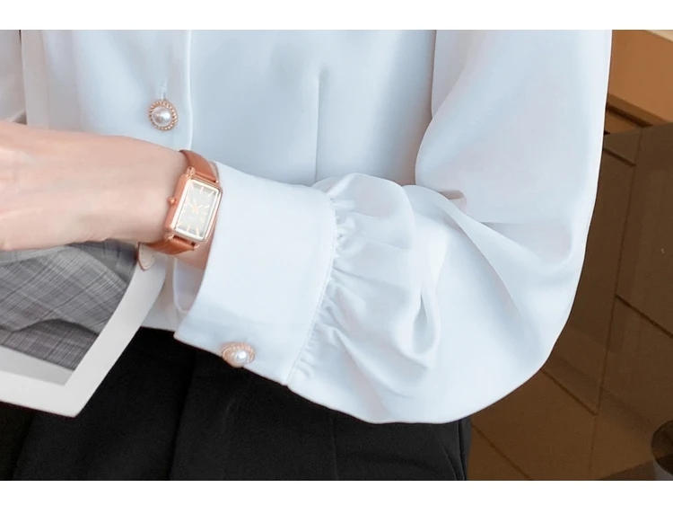 

Long Sleeve White Blouse Chiffon Blouse Shirt Women Tops Blouse Women Blusas Mujer De Moda 2021 Doll Collar Women Blouses E366