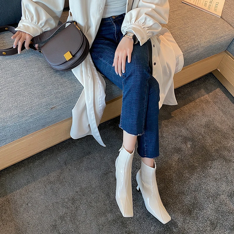 

FEDONAS Fashion Red Chelsea Boots For Women Newest Genuine Leather Side Zipper High Heels Shoes Woman Party Ankle Boots Heels